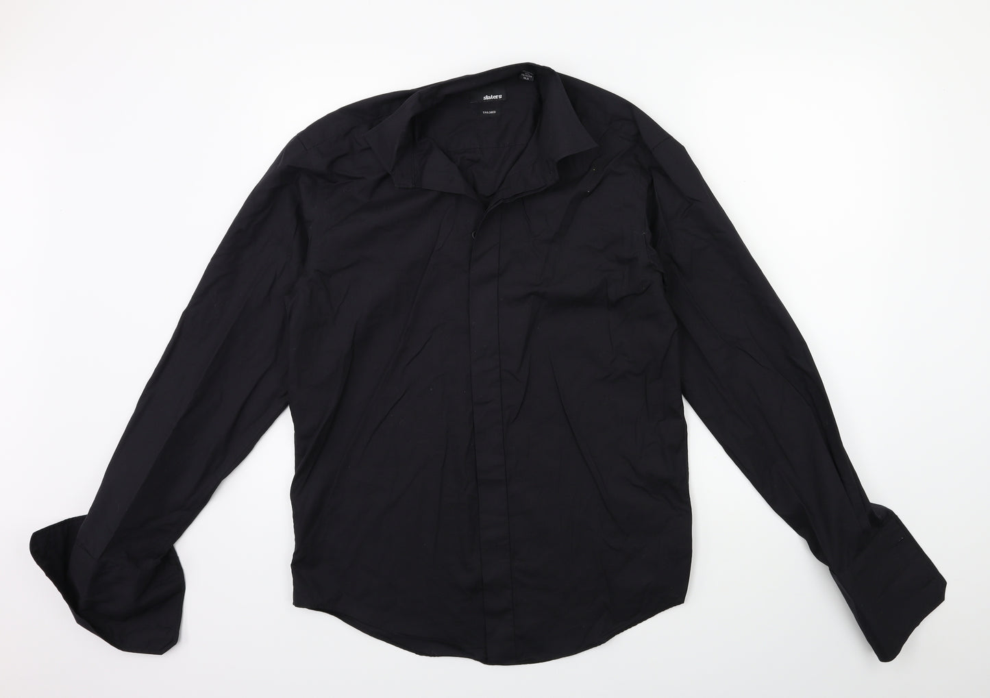 Slaters Mens Black    Dress Shirt Size 15.5