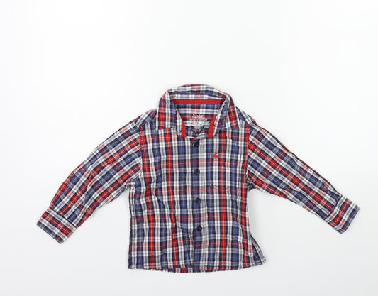 Front view of Early Days Baby Blue Check Basic T-Shirt, size 12, Months