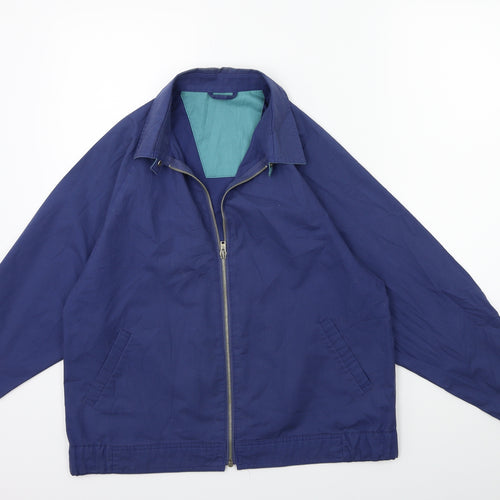 Preworn Mens Blue  Rayon Overcoat Coat Size M