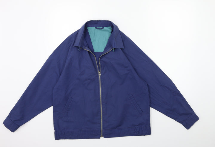 Preworn Mens Blue  Rayon Overcoat Coat Size M