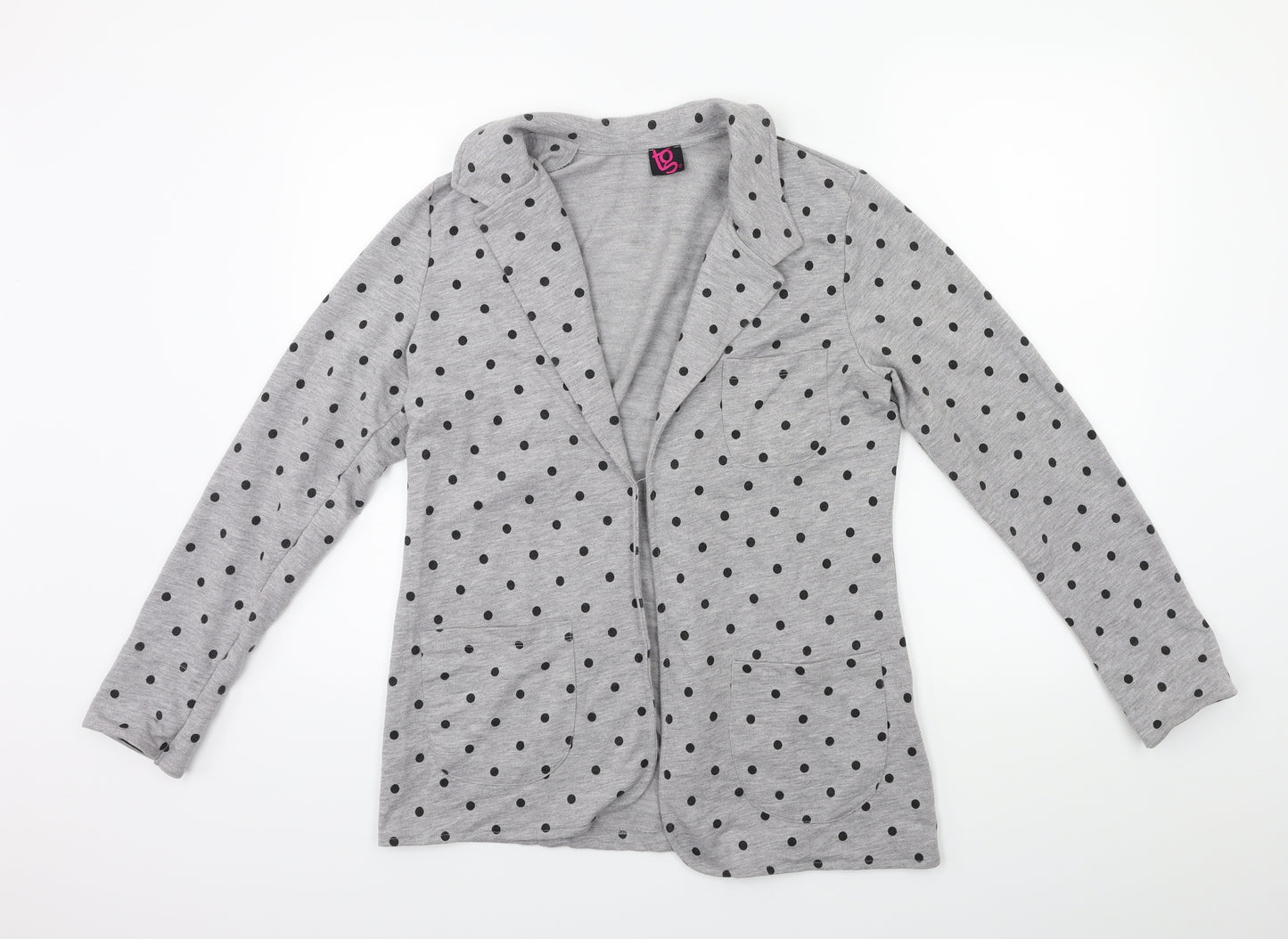 TG Womens Grey Polka Dot  Jacket Blazer Size 14