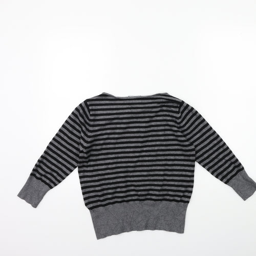 Debenhams Womens Grey Striped Knit Pullover Jumper Size 12