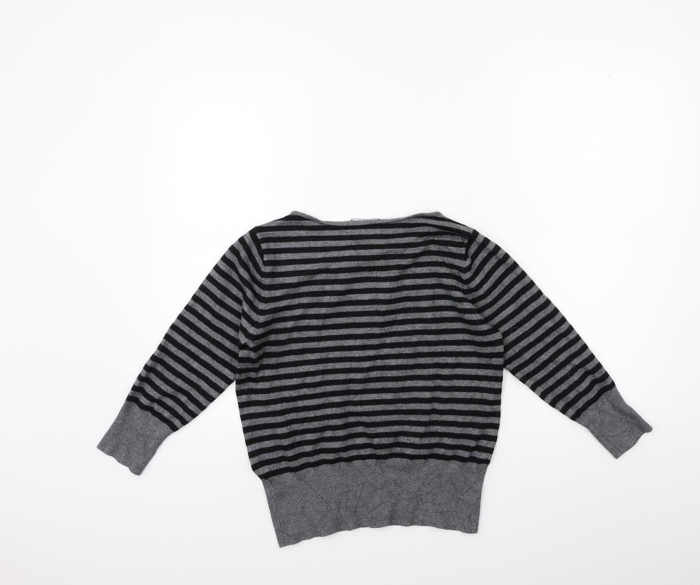 Debenhams Womens Grey Striped Knit Pullover Jumper Size 12