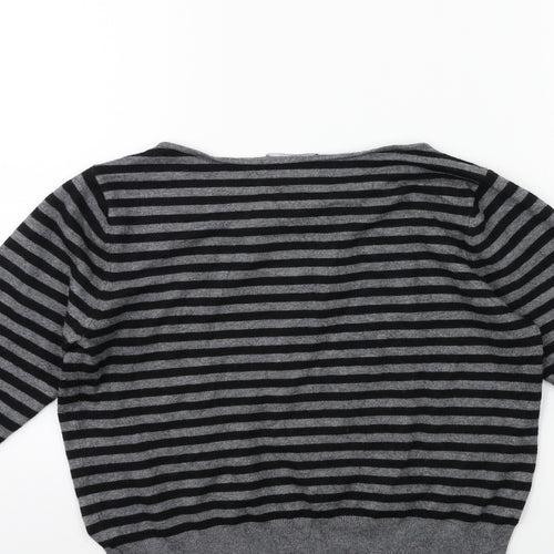 Debenhams Womens Grey Striped Knit Pullover Jumper Size 12