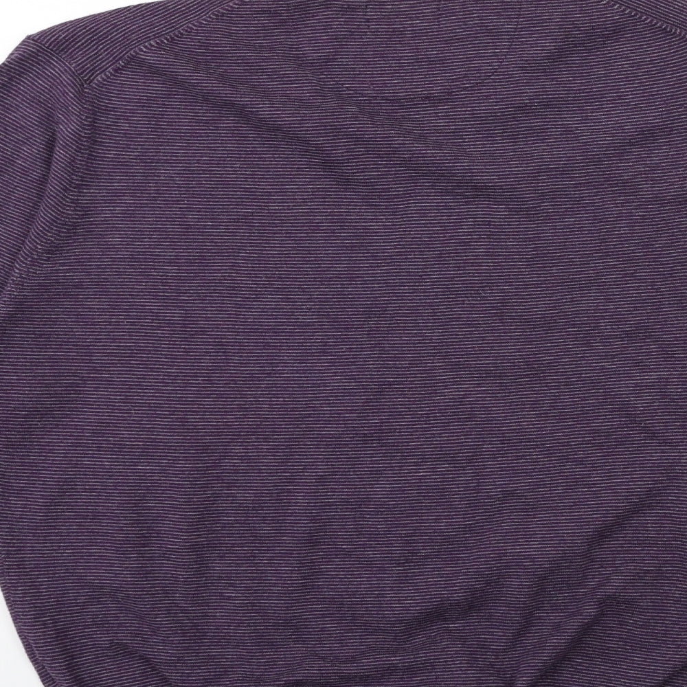 Massimo Dutti Mens Purple Striped Knit Pullover Jumper Size M