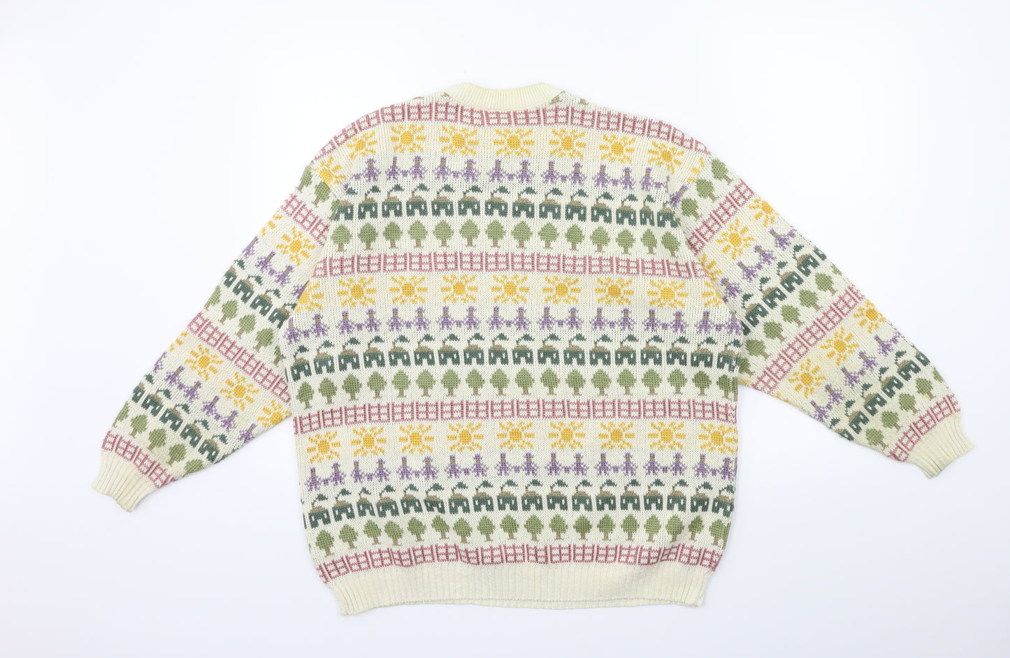 Preworn Mens Beige Striped Knit Pullover Jumper Size L