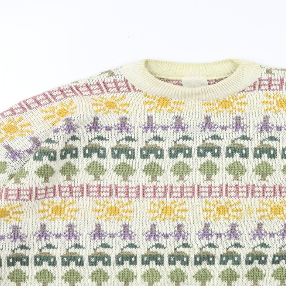 Preworn Mens Beige Striped Knit Pullover Jumper Size L