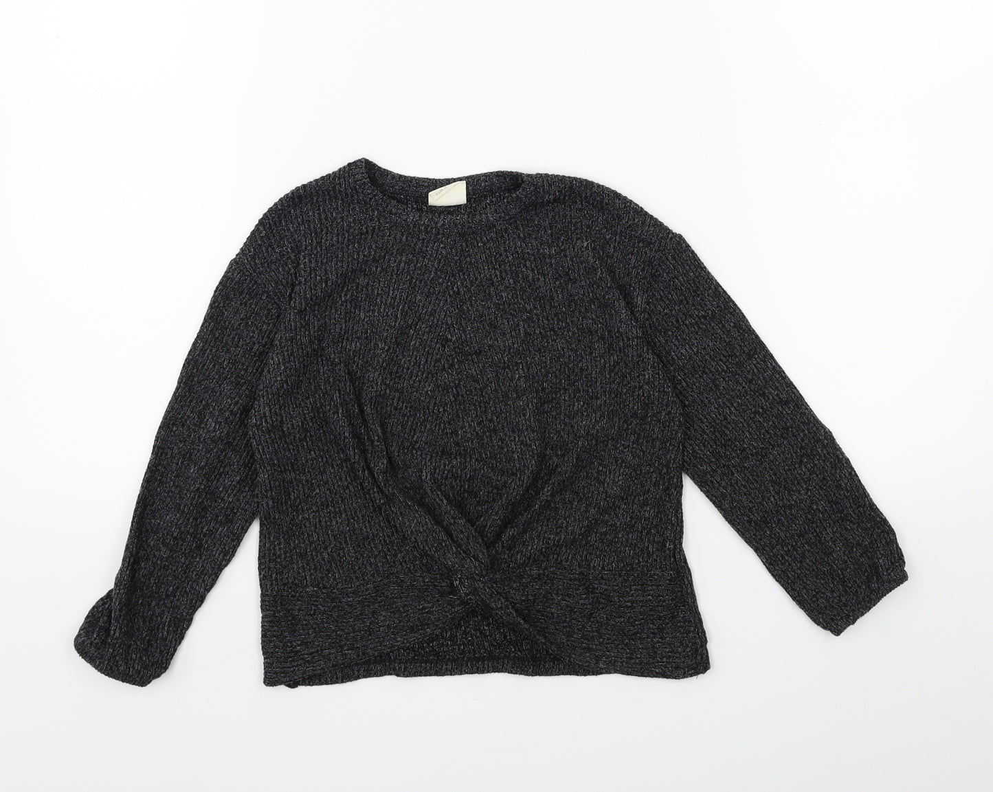 Zara Girls Grey   Pullover Jumper Size 7 Years  - Knot detail