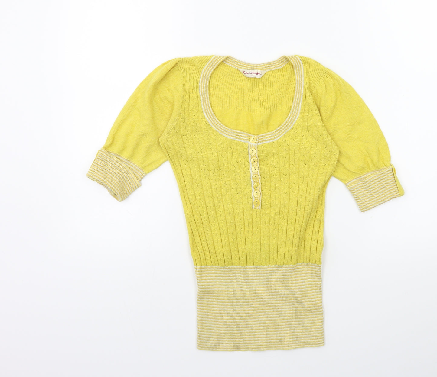 Miss Selfridge Womens Yellow  Knit Pullover Jumper Size 8