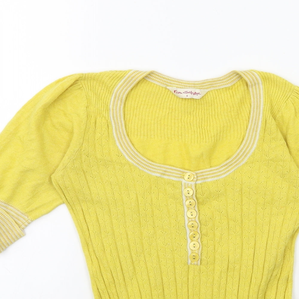 Miss Selfridge Womens Yellow  Knit Pullover Jumper Size 8