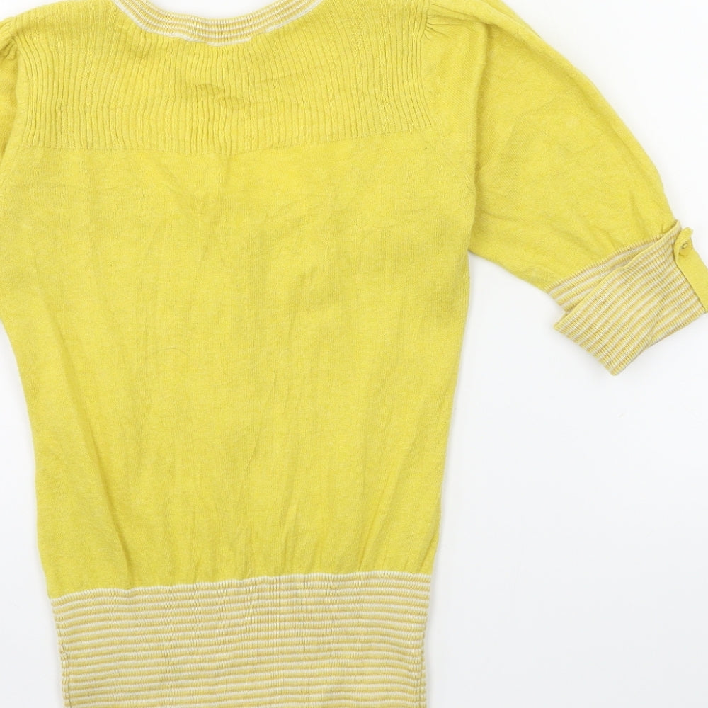 Miss Selfridge Womens Yellow  Knit Pullover Jumper Size 8