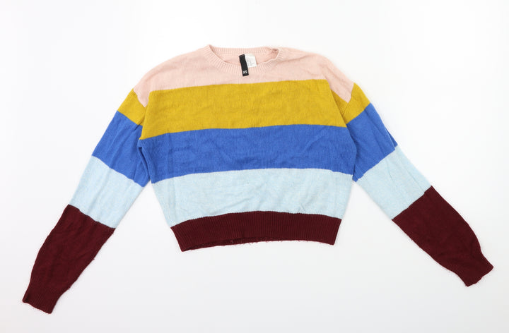 H&M Womens Blue Striped Knit Pullover Jumper Size XS