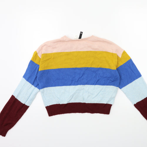 H&M Womens Blue Striped Knit Pullover Jumper Size XS