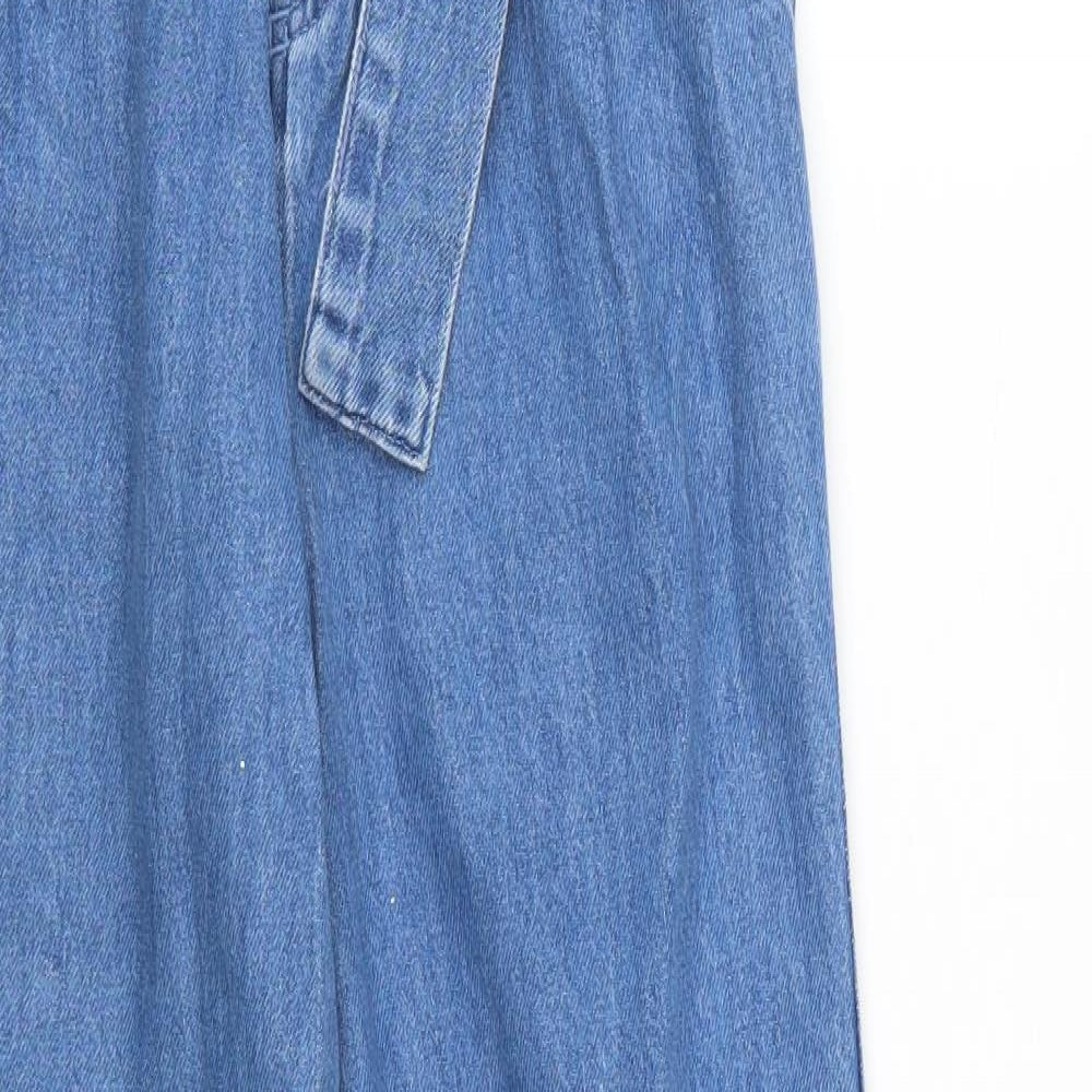 Denim Co Womens Blue  Denim Wide-Leg Jeans Size 6 L30 in - Paper Bag Waist