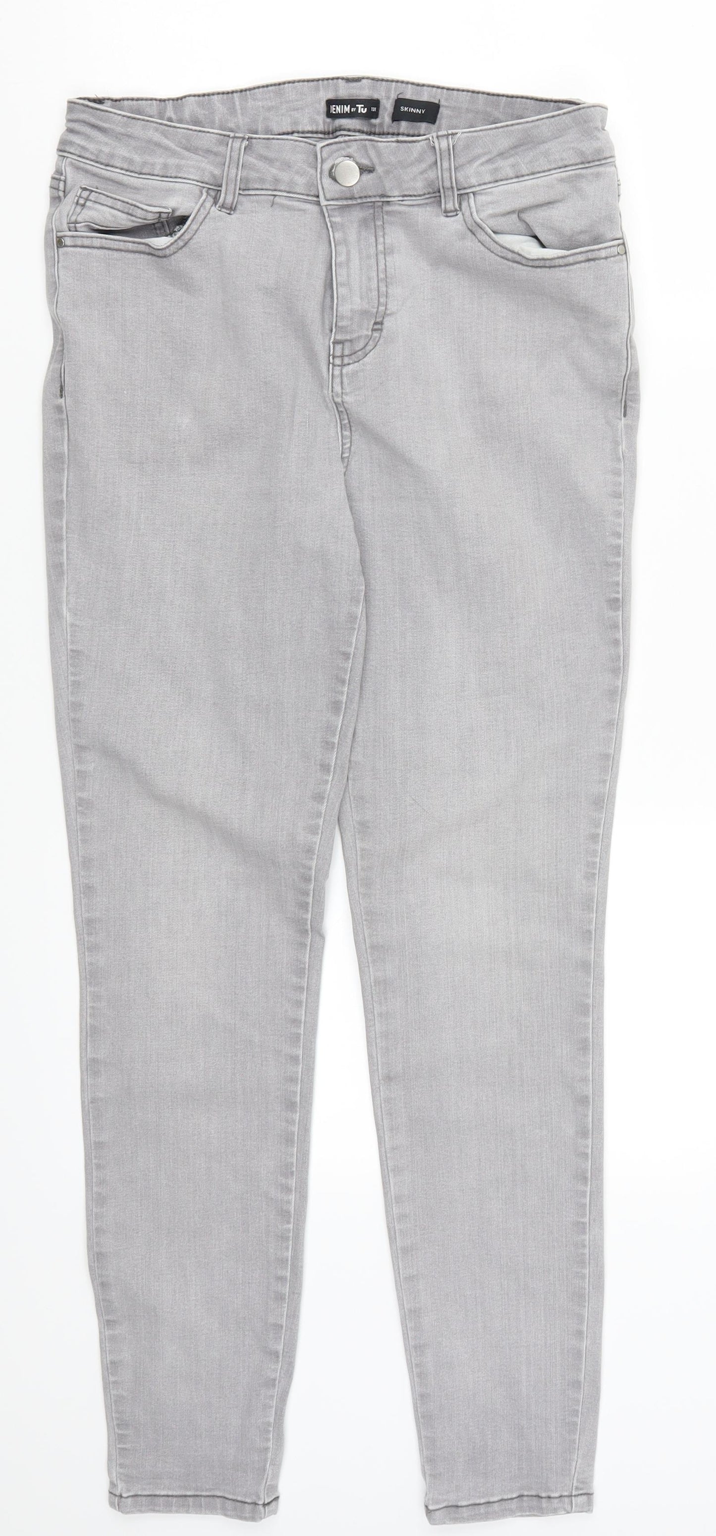 TU Womens Grey  Denim Skinny Jeans Size 12 L28 in