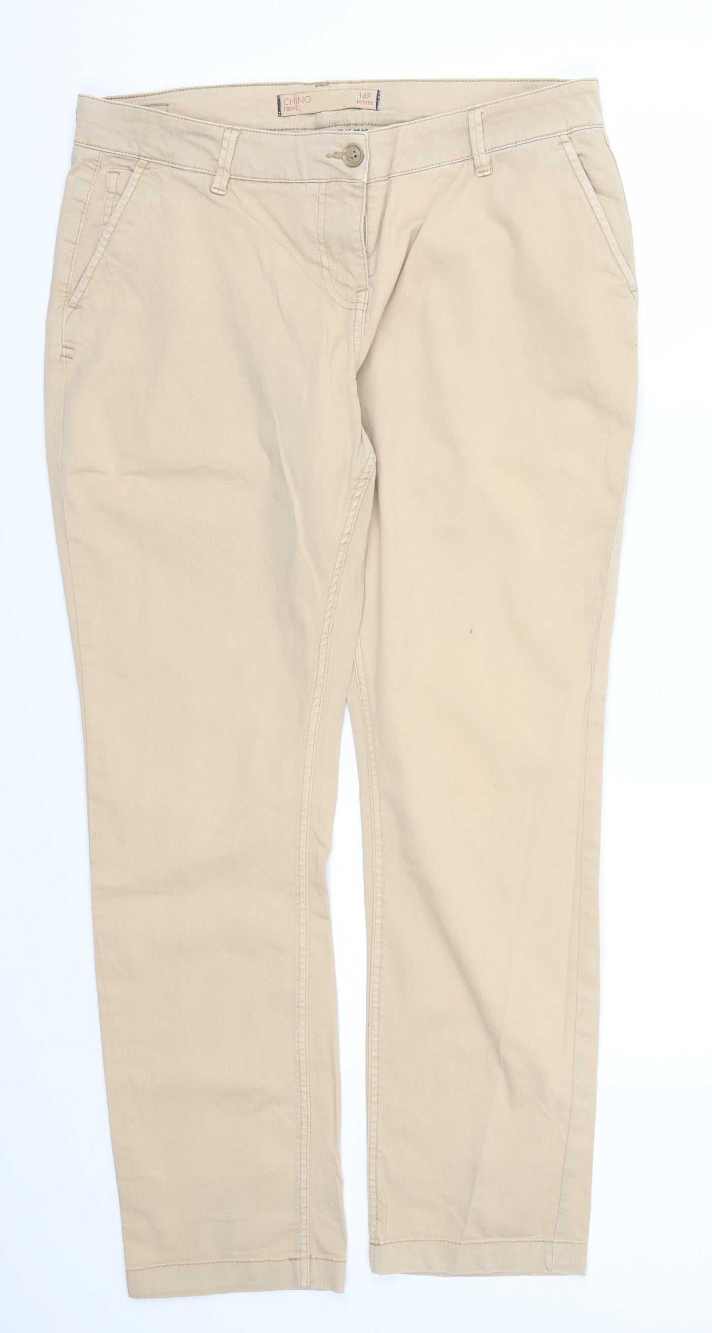 NEXT Womens Beige   Chino Trousers Size 14 L28 in