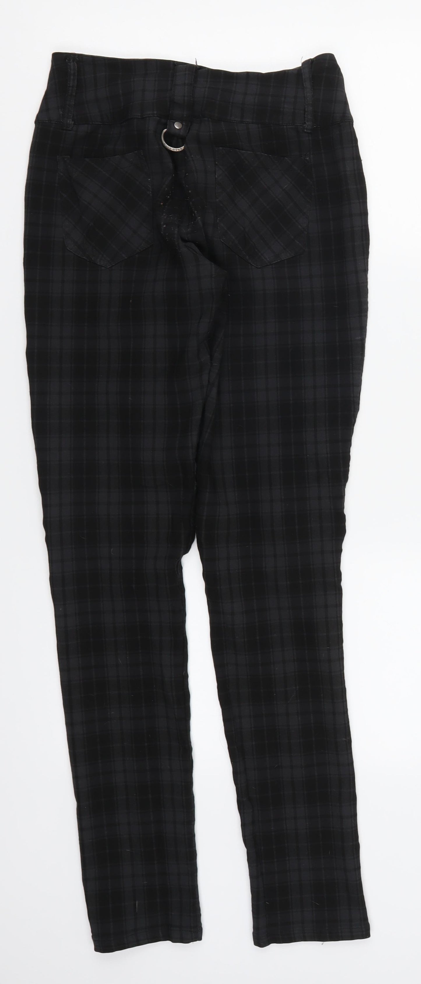 KILLSTAR Womens Grey Check Rayon Trousers  Size 26 in L30 in