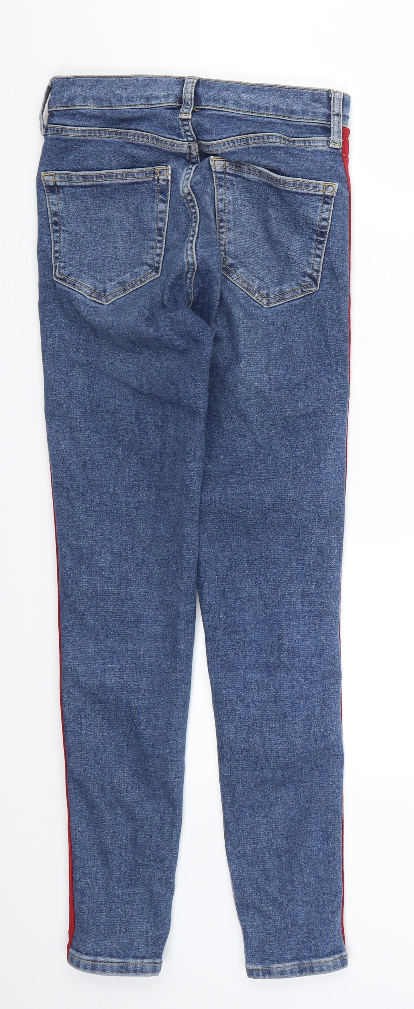 Topshop Womens Blue Striped Denim Skinny Jeans Size 25 in L27 in - Red and White Stripe