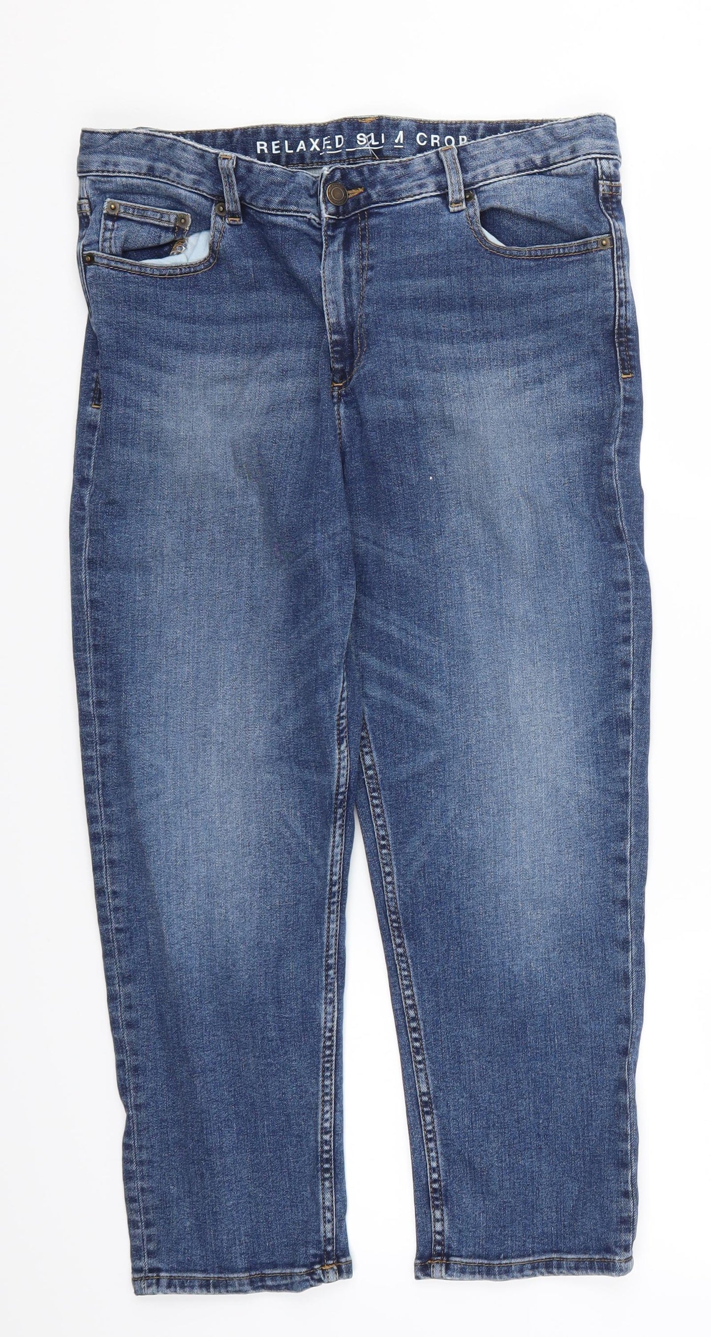 Marks and Spencer Womens Blue  Denim Cropped Jeans Size 12 L22 in