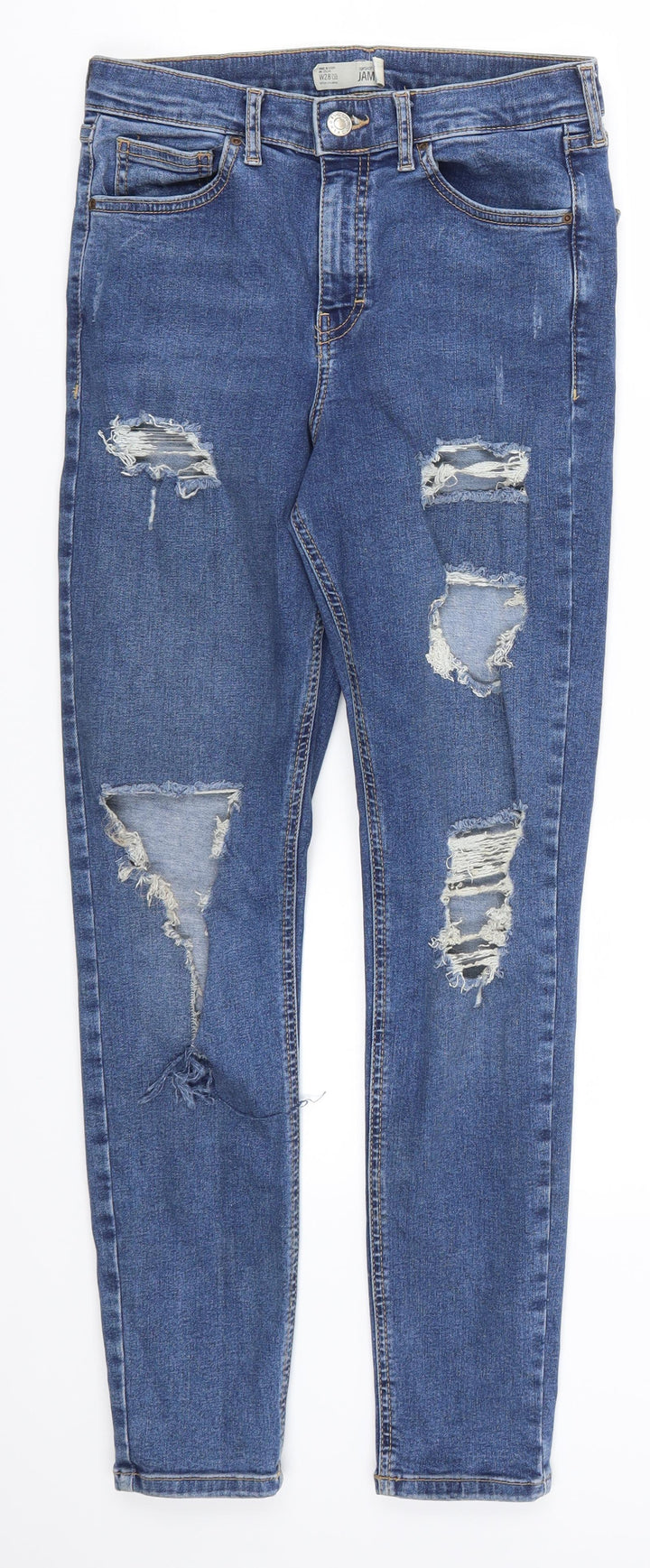 Topshop Womens Blue Denim Skinny Jeans Size 28 in L28 in