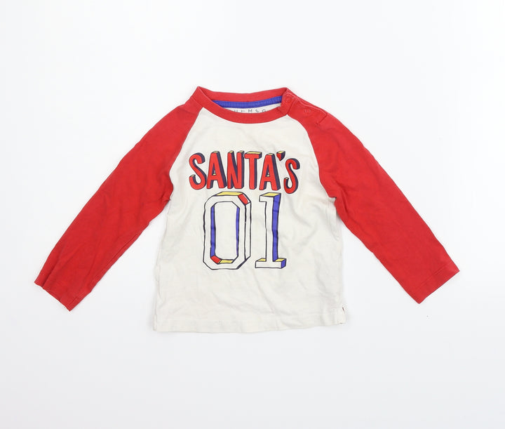 Nutmeg Boys Red   Basic T-Shirt Size 12-18 Months  - santa