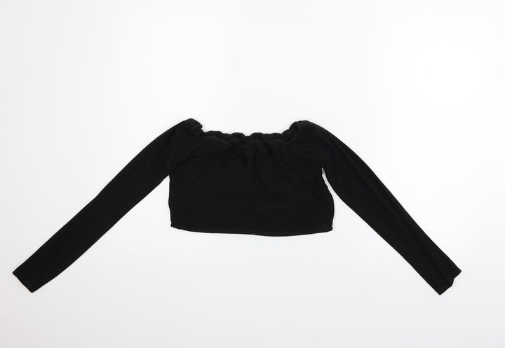 PRETTYLITTLETHING Womens Black Basic Blouse Size 12