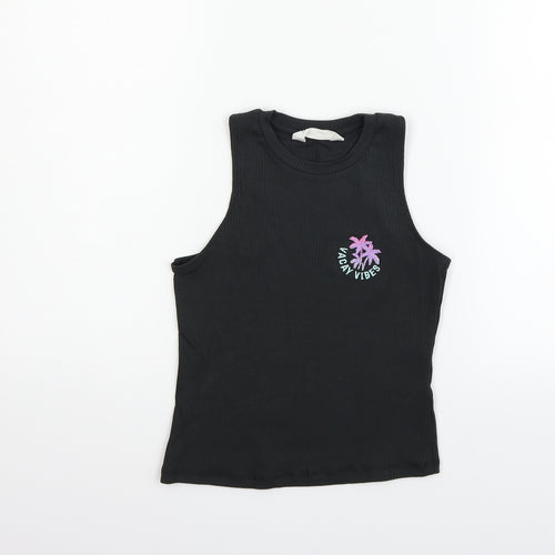 H&M Girls Black   Basic T-Shirt Size 9-10 Years