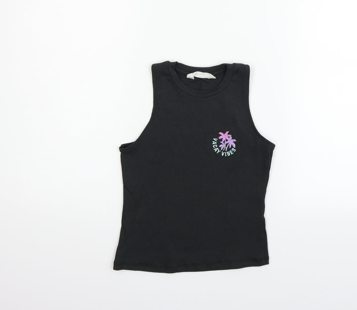H&M Girls Black   Basic T-Shirt Size 9-10 Years