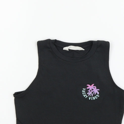 H&M Girls Black   Basic T-Shirt Size 9-10 Years