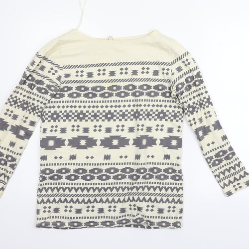 eVIE Womens Beige Geometric  Pullover Jumper Size 8