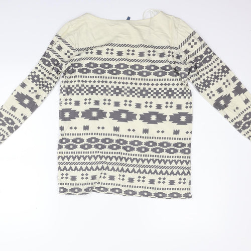eVIE Womens Beige Geometric  Pullover Jumper Size 8