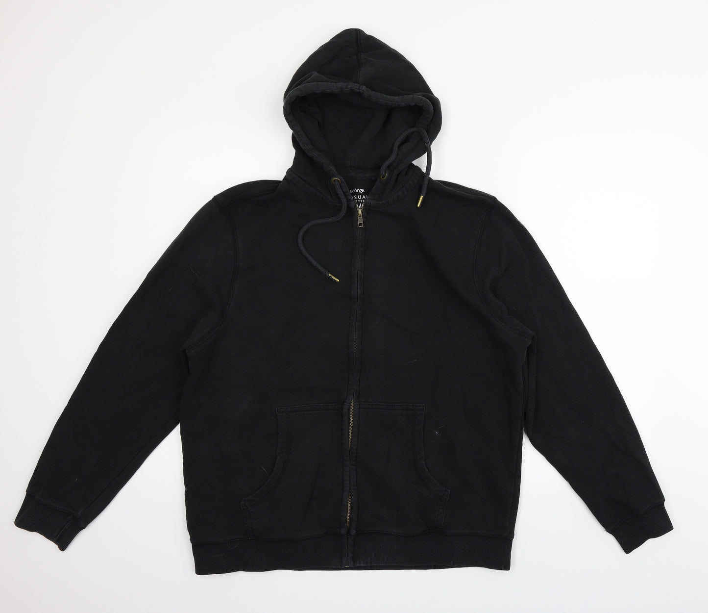 George Mens Black   Full Zip Hoodie Size L