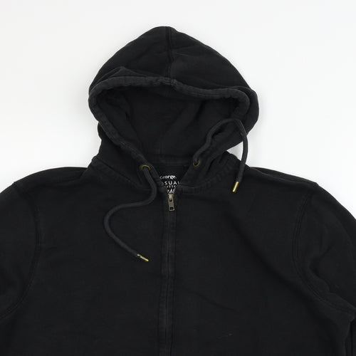 George Mens Black   Full Zip Hoodie Size L