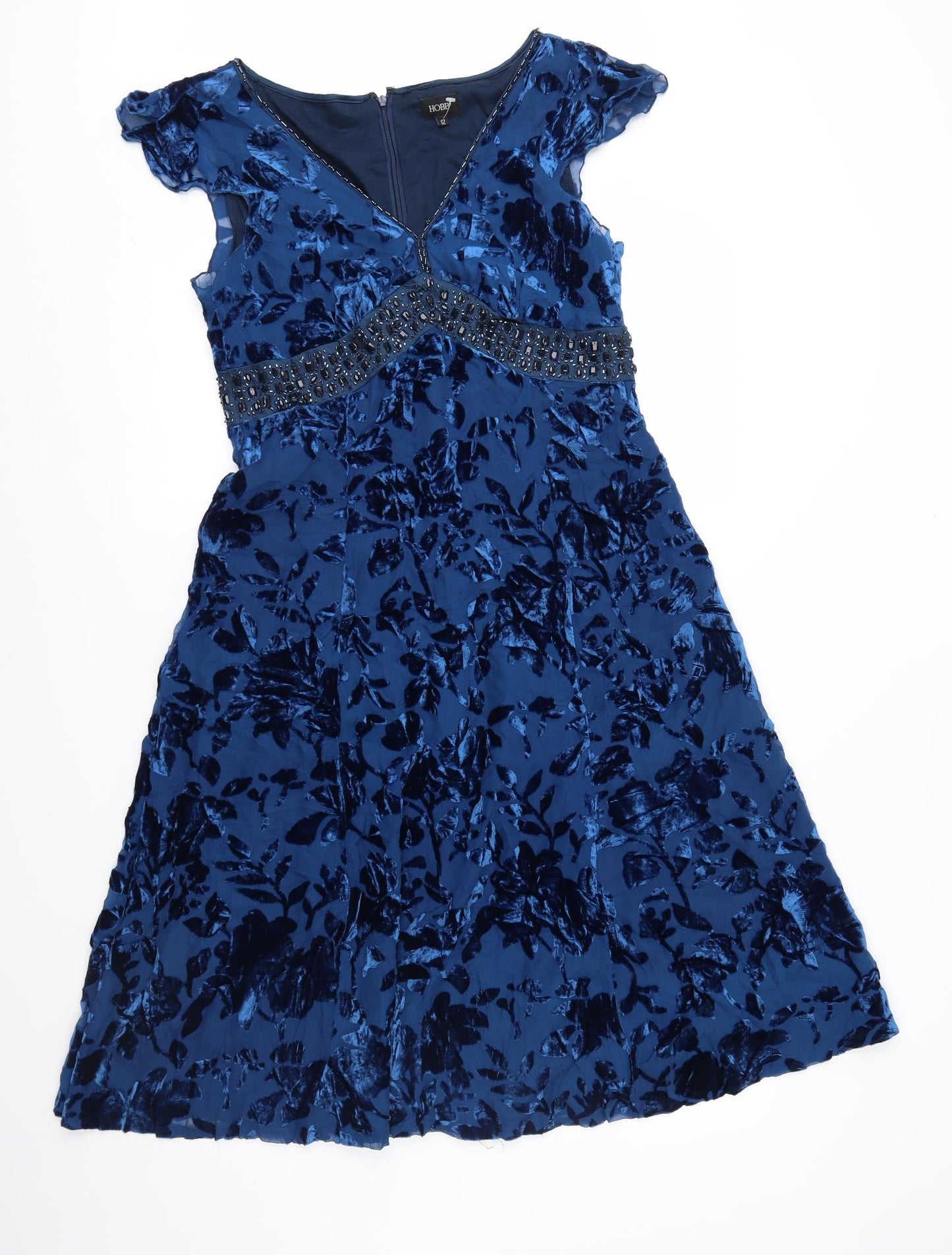 Hobbs Womens Blue Floral  Fit & Flare  Size 12