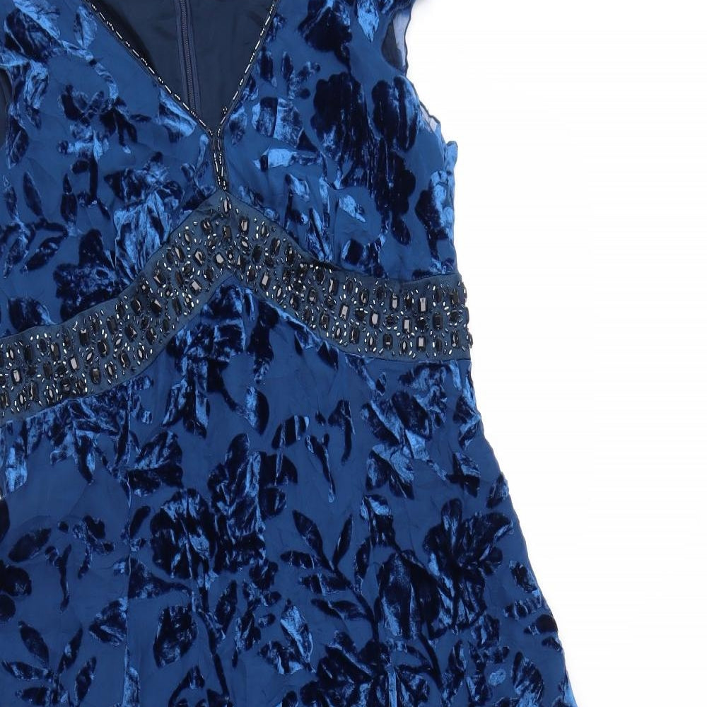 Hobbs Womens Blue Floral  Fit & Flare  Size 12