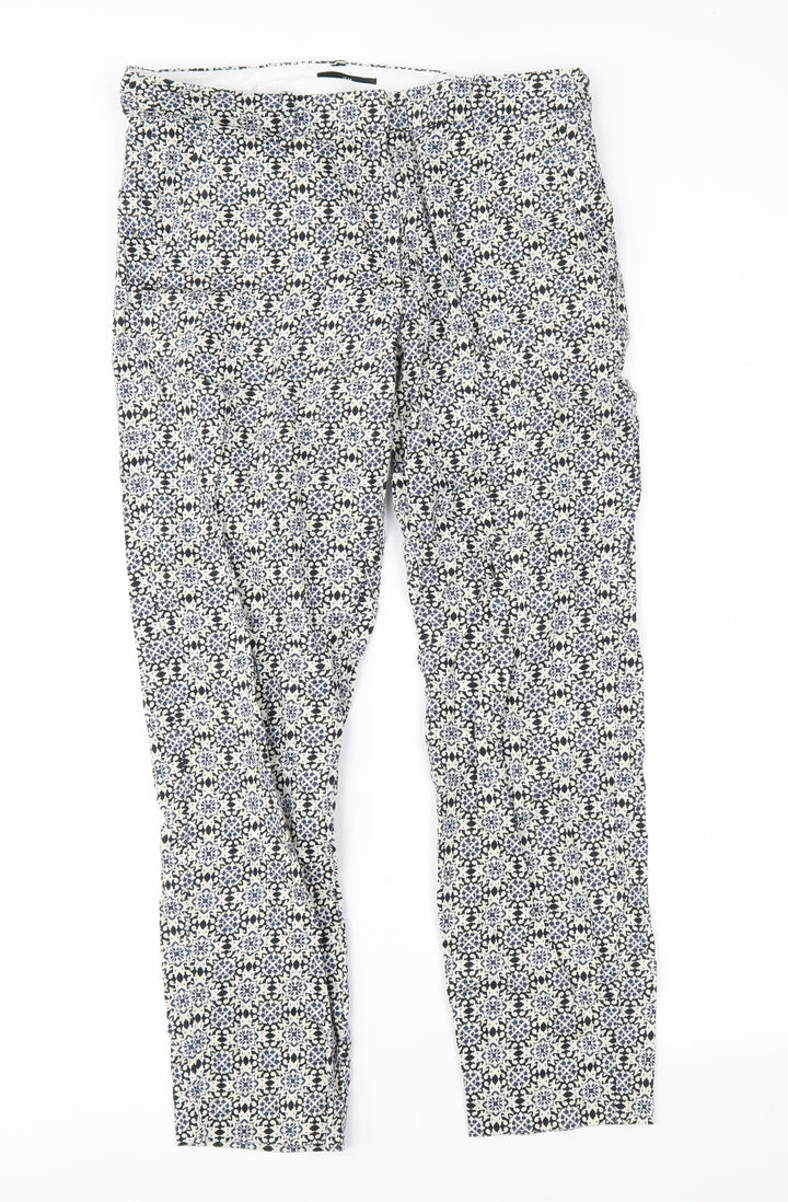 H&M Womens Black Geometric Cropped Trousers Size 30 in L24 in