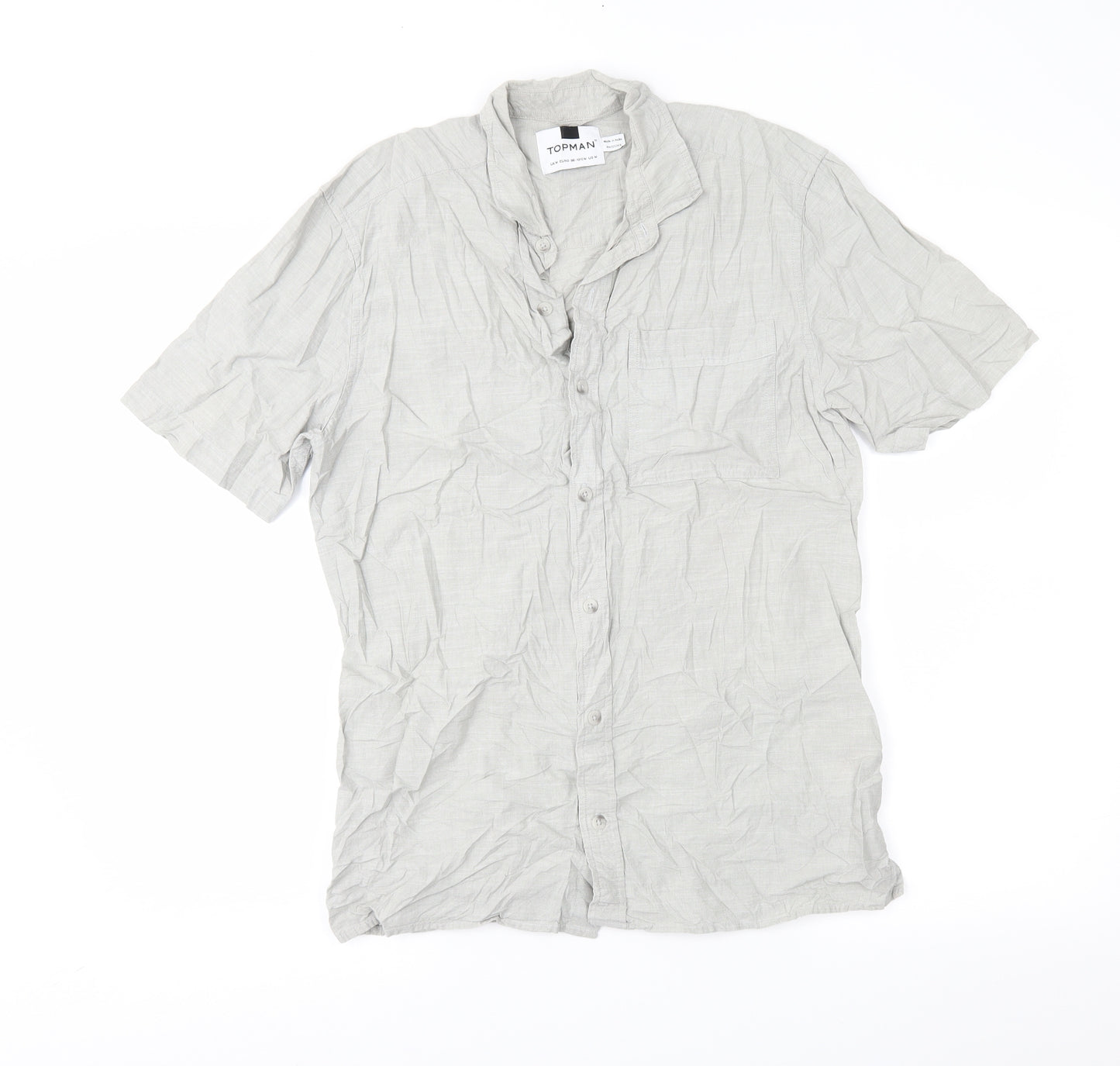 Topman Mens Grey    Button-Up Size M