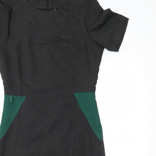 Preworn Womens Black Colourblock  Pencil Dress  Size 10