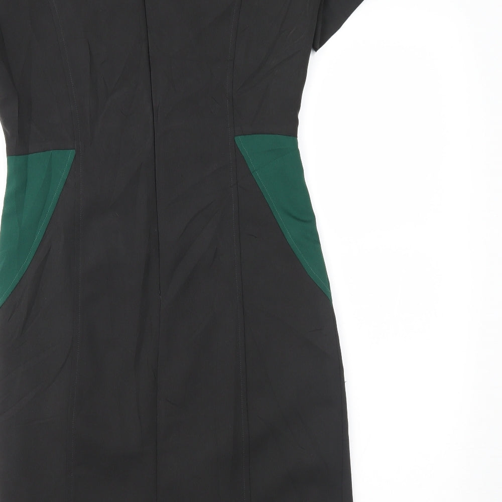Preworn Womens Black Colourblock  Pencil Dress  Size 10