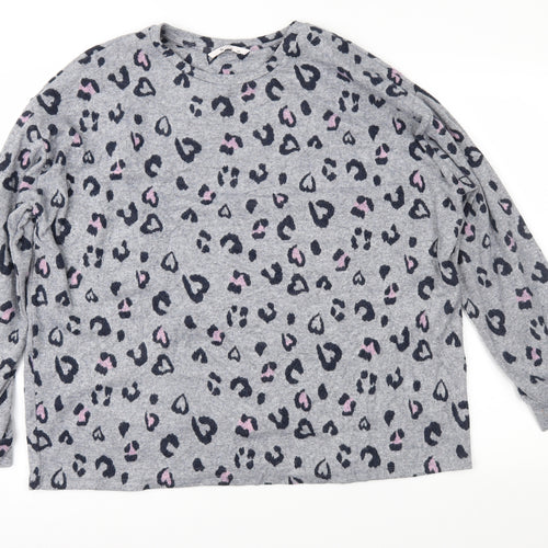 TU Womens Grey Animal Print  Top Pyjama Top Size 20