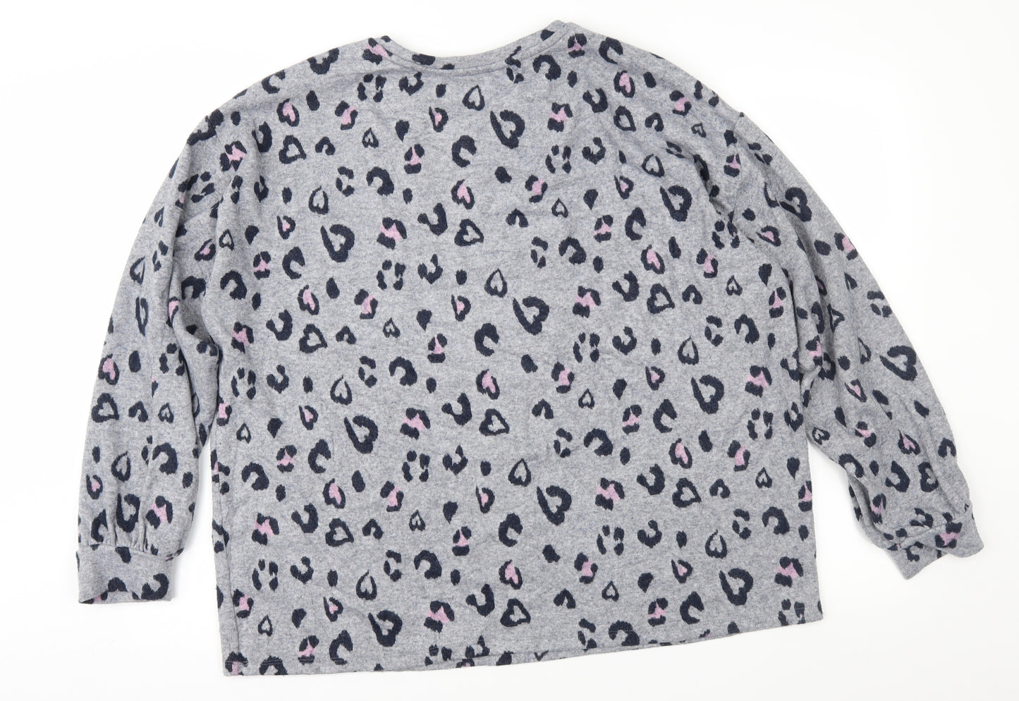 TU Womens Grey Animal Print  Top Pyjama Top Size 20