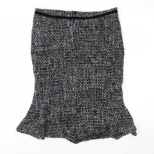 Made in Italy Womens Black Geometric  Trumpet Skirt Size L