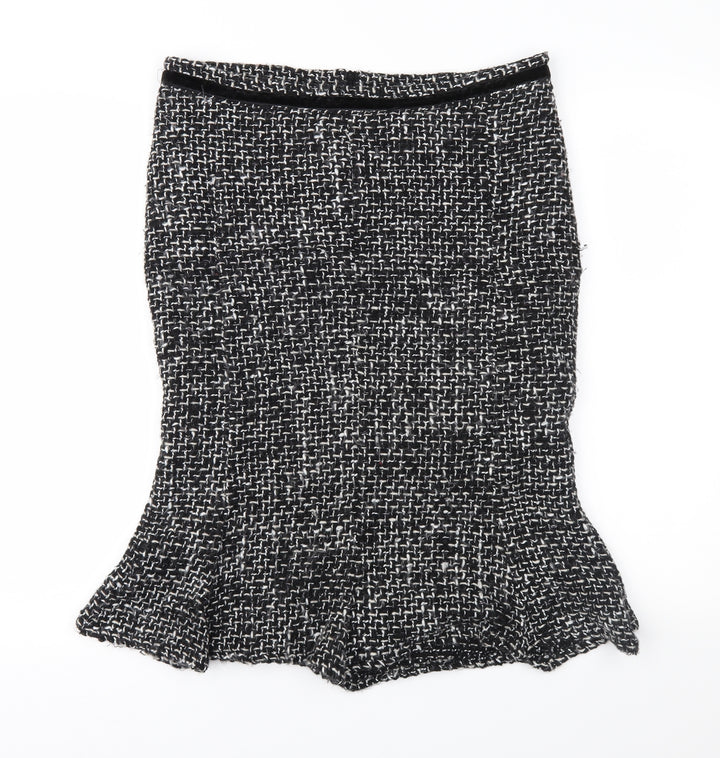 Made in Italy Womens Black Geometric Trumpet Skirt Size L