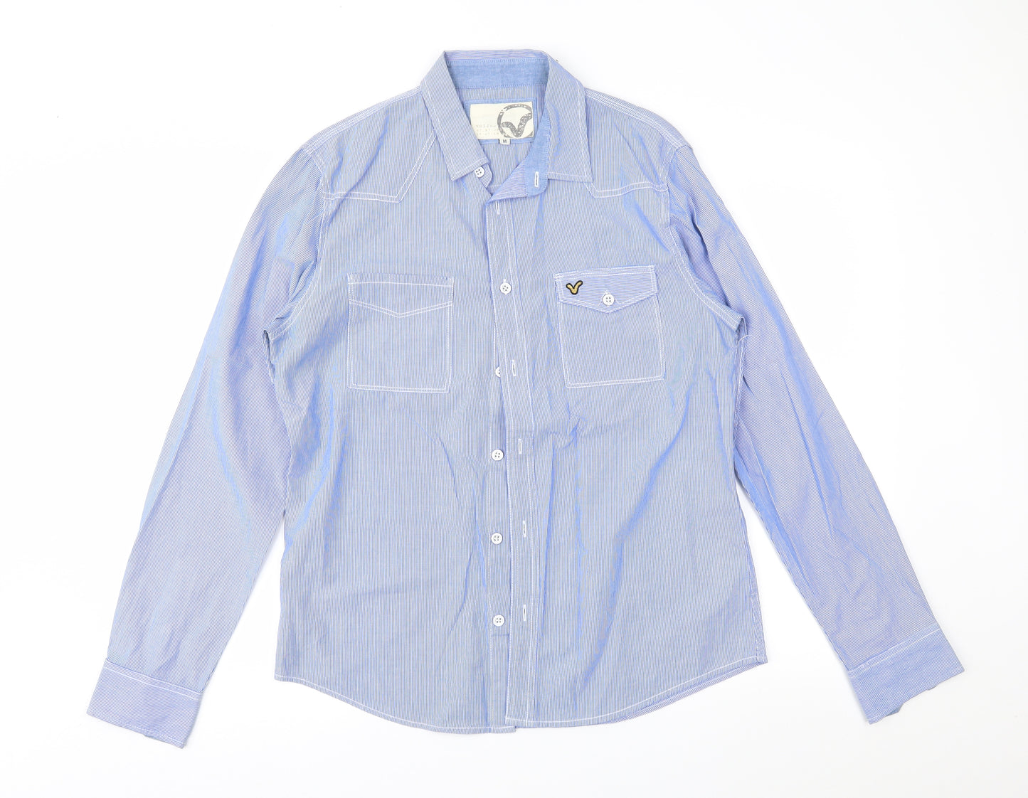 Voi Jeans Mens Blue Striped   Button-Up Size M