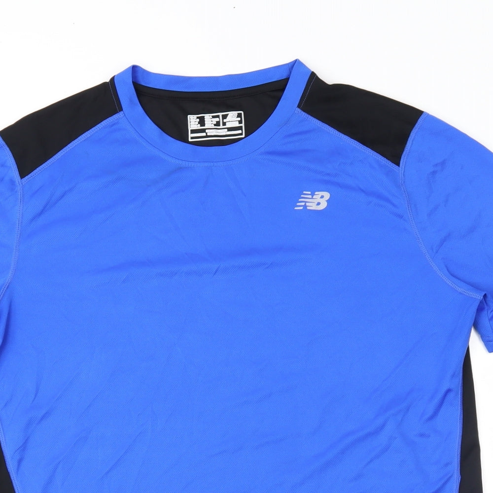 New Balance Mens Blue Colourblock   T-Shirt Size M