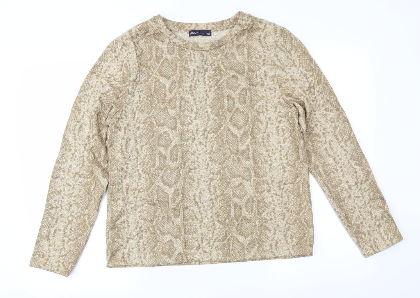 Marks and Spencer Womens Brown Animal Print  Basic Blouse Size 16