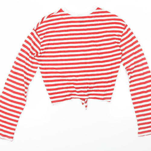 Divided Womens Red Striped  Basic T-Shirt Size XS