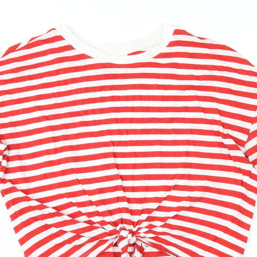 Divided Womens Red Striped  Basic T-Shirt Size XS