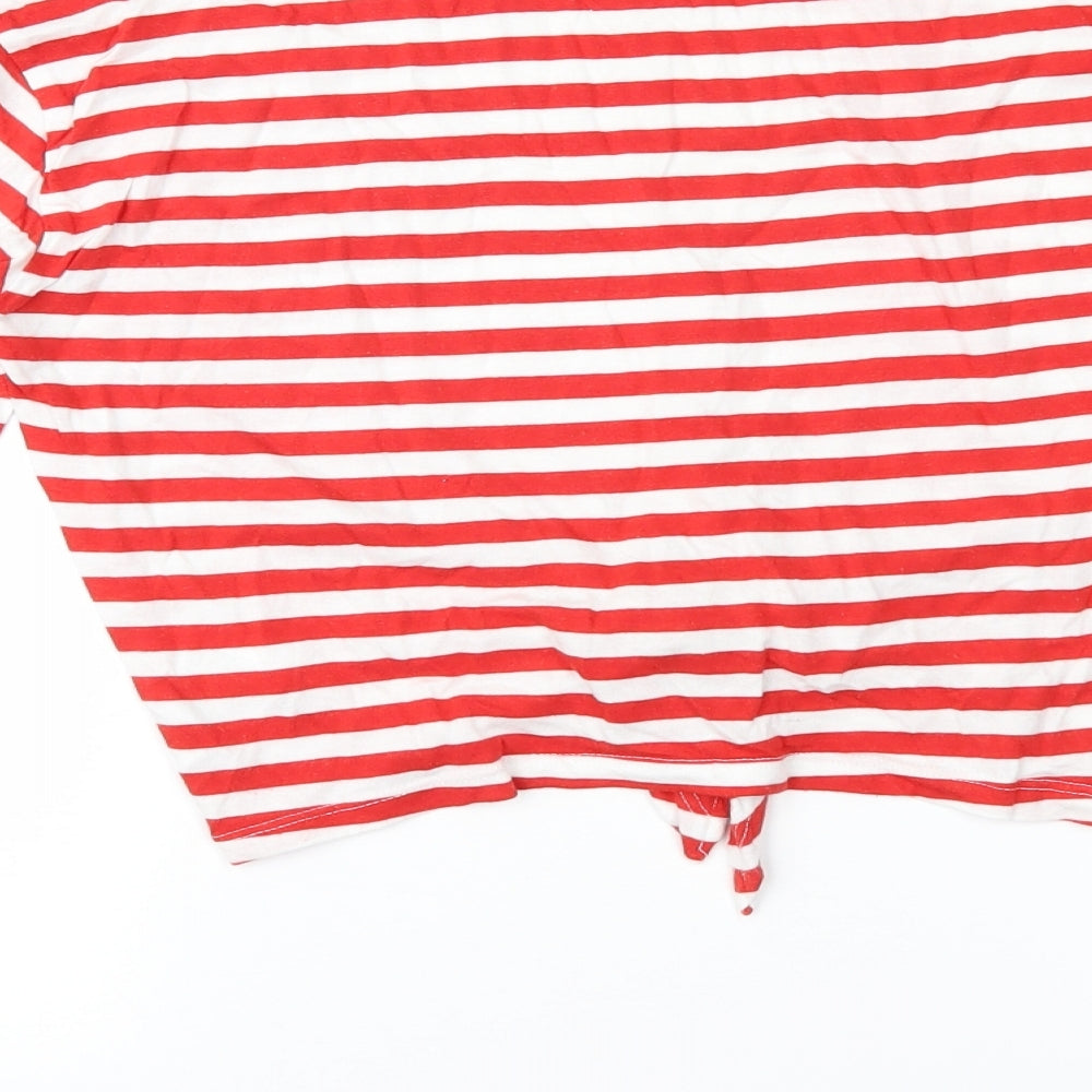 Divided Womens Red Striped  Basic T-Shirt Size XS