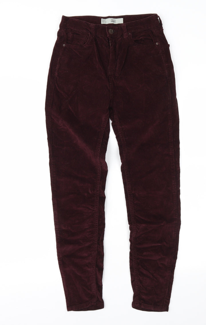 Topshop Womens Purple  Corduroy Trousers  Size 25 in L30 in